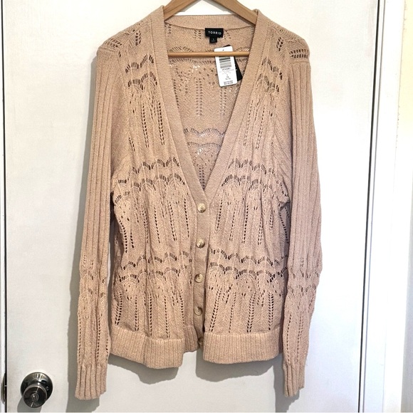 NWT TORRID Women's Beige Knit Cardigan Sweater - Picture 3 of 5